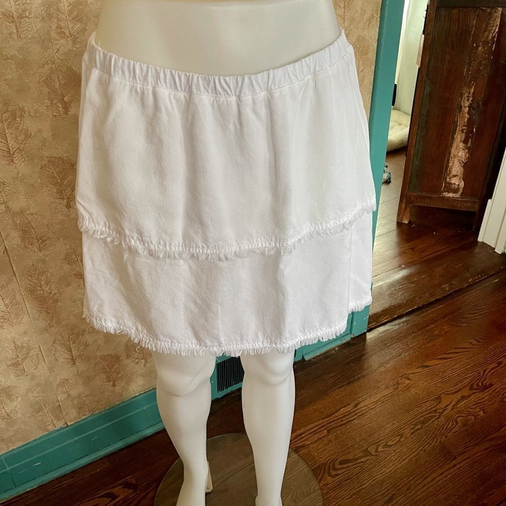 *Bella Dahl* S/M Coastal Fringed Tiered Skirt Elastic Waist
